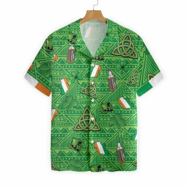 Felacia [Hawaii Shirt] Irish and Wine Ireland land Happy Patrick's Day Green Hawaiian Aloha Shirts-ZX3196